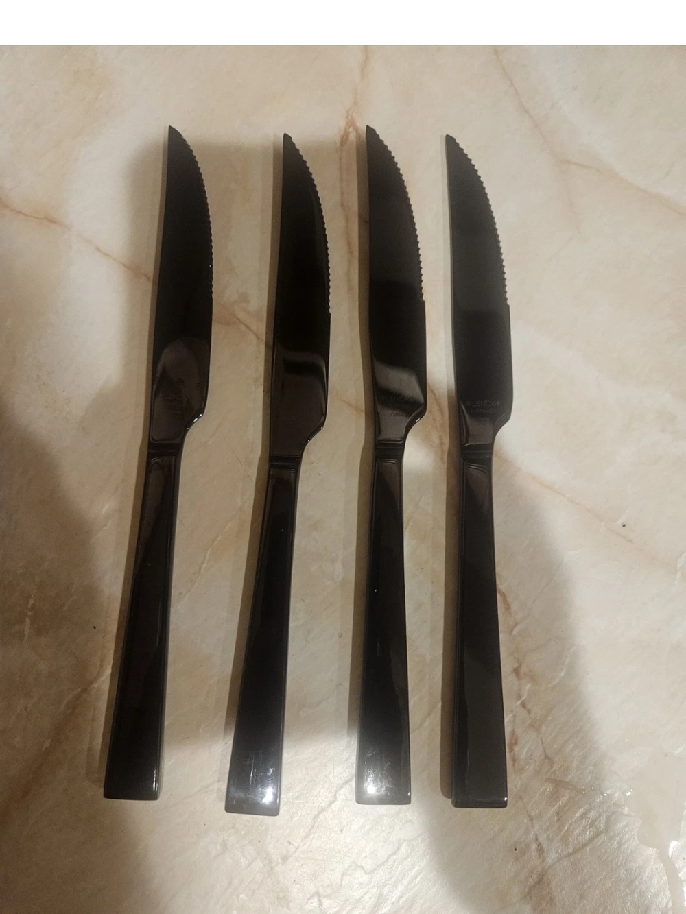 Lenox Black Dinner Knife Set - 4 Piece Sleek Stainless Flatware